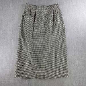 Sassco‎ Skirt Women 6 Black White Houndstooth Wool Blend High Waist Midi Vintage